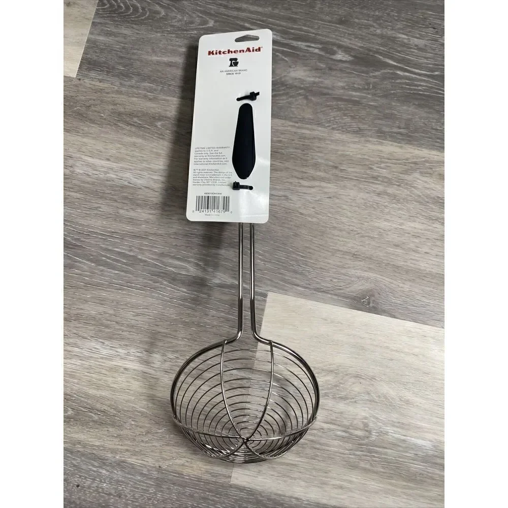 New KitchenAid Asian Strainer Wire Basket- Black colors Soft Grip
